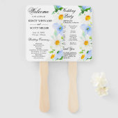 Hochzeitsprogramm für Daisies & Blue Summer Blume Fächer (Vorne und Hinten)