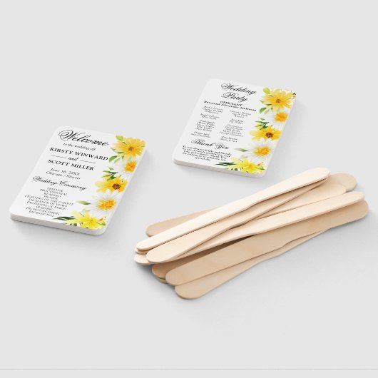 Hochzeitsprogramm für Daisies & Yellow Summer Blum Fächer (Non-assembled)