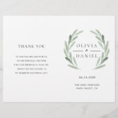 Hochzeitsprogramm für das elegante Olive Leaf Wrea (Vorderseite)