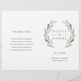 Hochzeitsprogramm für das elegante Olive Leaf Wrea