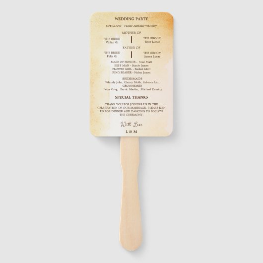 Hochzeitsprogramm für das Hochzeitsfest auf dem Ah Fächer (Rückseite)