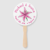 Hochzeitsprogramm für das Party "Pink Lily Flower Fächer (Vorderseite)