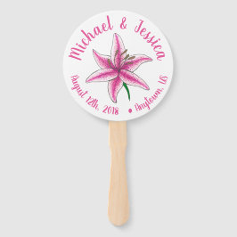 Hochzeitsprogramm für das Party "Pink Lily Flower  Fächer