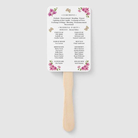Hochzeitsprogramm für delikate Lila Orchideen Fächer (Rückseite)