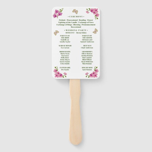 Hochzeitsprogramm für delikate Lila Orchideen Fächer (Rückseite)