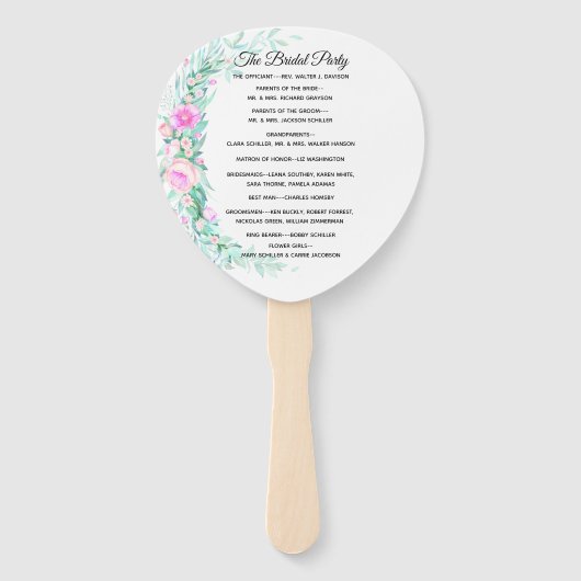 Hochzeitsprogramm für delikate Pastel-Blume Fächer (Rückseite)