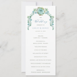 Hochzeitsprogramm für den Blumengarten Wasserfarbe Einladung