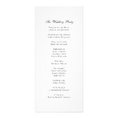 Hochzeitsprogramm für den Garten. Botanisch-schwar Werbekarte (Hinten)