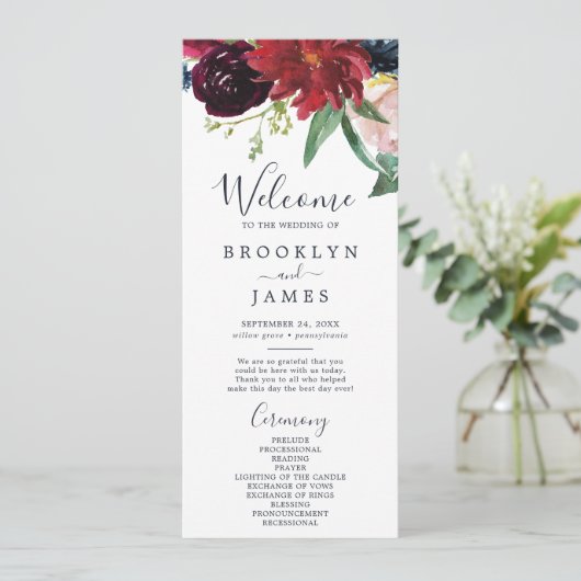 Hochzeitsprogramm für den Herbst Programm (Stehend Vorderseite)