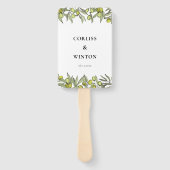 Hochzeitsprogramm für den modernen Olivenhain Fächer (Vorderseite)