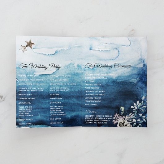 Hochzeitsprogramm für den rustikalen Ozean Programm (Innenseite)