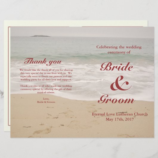 Hochzeitsprogramm für den Strand: Sandy Beach (Vorne/Hinten)