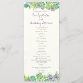 Hochzeitsprogramm für den Sukkulenten Garten Programm (Vorderseite)