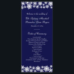Hochzeitsprogramm für den Winter der Marine Programm<br><div class="desc">Delikate Schneeflocken auf dunkelblauem Hintergrund schmücken dieses Winterhochzeitprogramm. Wenn Sie zusätzliche Artikel in dieser Sammlung benötigen,  kontaktieren Sie uns einfach unter prettyfancyinvites@gmail.com mit Ihrer Anfrage.</div>