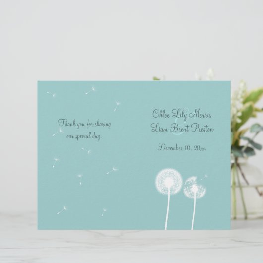 Hochzeitsprogramm für die besten Wünsche (Türkis) (Stehend Vorderseite)