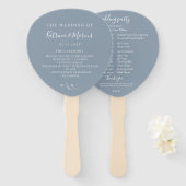 Hochzeitsprogramm für die blauen Botanischen Zweig Fächer (Vorne und Hinten)