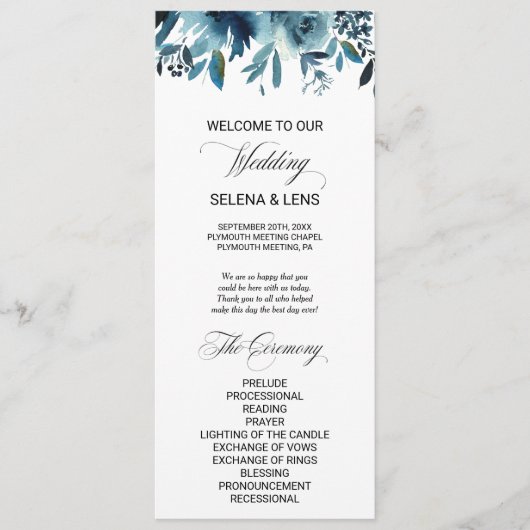 Hochzeitsprogramm für die Blauflora der Marine Programm (Vorderseite)