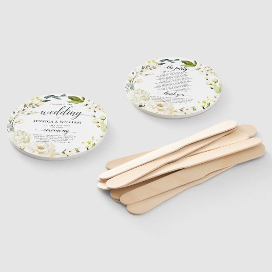 Hochzeitsprogramm für die Blumengrün von Elfenbein Fächer (Non-assembled)