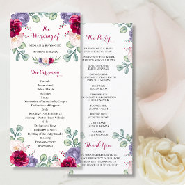 Hochzeitsprogramm für die Blütenblume in Burgund