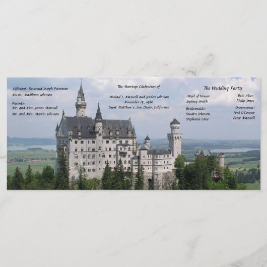 Hochzeitsprogramm für die Burg Programm (Vorderseite)