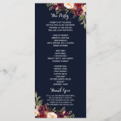 Hochzeitsprogramm für die Burgunder Marine Programm (Rückseite)