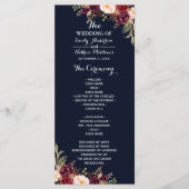 Hochzeitsprogramm für die Burgunder Marine Programm (Vorderseite)