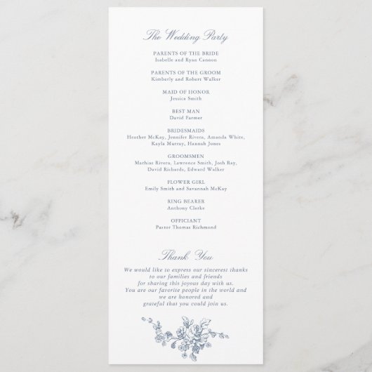 Hochzeitsprogramm für die französische Kulturstadt Programm (Rückseite)