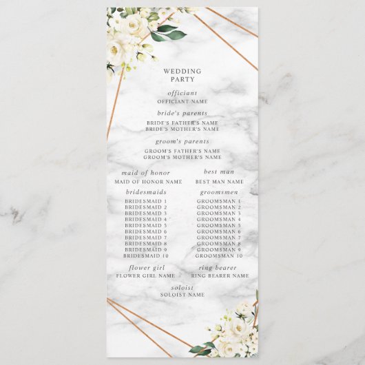 Hochzeitsprogramm für die geometrische Form der we Programm (Rückseite)