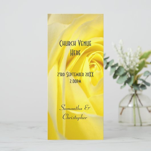 Hochzeitsprogramm für die hellgelbe Rosenstadt Programm (Stehend Vorderseite)