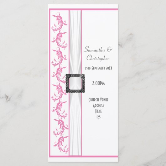 Hochzeitsprogramm für die Kirche in Pastellrosa un Programm (Vorderseite)