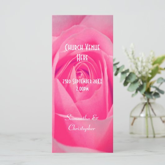 Hochzeitsprogramm für die Kirche in Rosa Programm (Stehend Vorderseite)