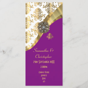 Hochzeitsprogramm für die Kirche mit Gold und lila Programm