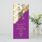 Hochzeitsprogramm für die Kirche mit Gold und lila Programm (Stehend Vorderseite)