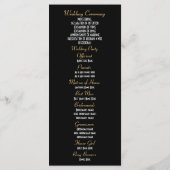 Hochzeitsprogramm für die Kirche mit Gold und schw Programm (Rückseite)