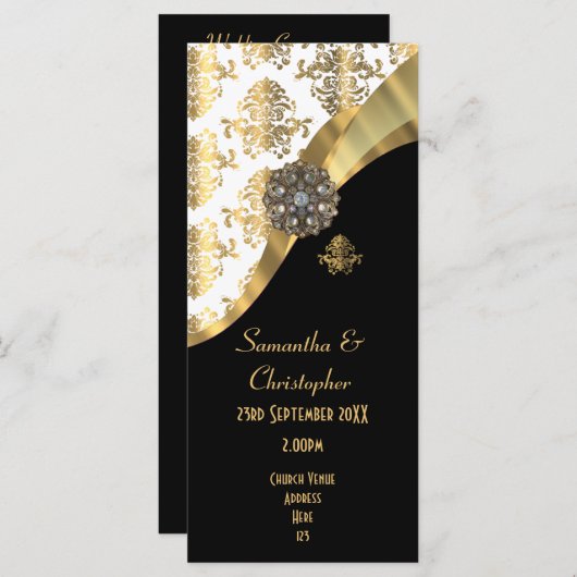 Hochzeitsprogramm für die Kirche mit Gold und schw Programm (Vorne/Hinten)