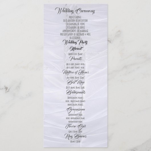 Hochzeitsprogramm für die Kirche Programm (Rückseite)