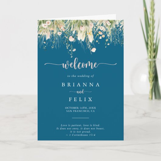 Hochzeitsprogramm für die Marine der grünen Wildbl Programm (Vorderseite)