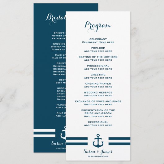 Hochzeitsprogramm für die Marine Programm (Vorne/Hinten)