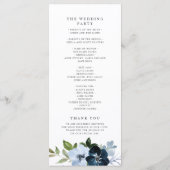 Hochzeitsprogramm für die Marine und hellblaue Blu Programm (Rückseite)