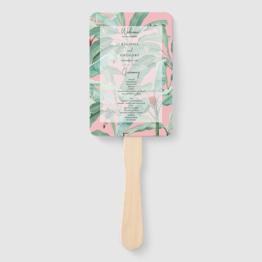 Hochzeitsprogramm für die rosa tropische Bananenpa Fächer (Vorderseite)