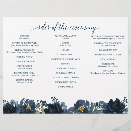 Hochzeitsprogramm für die Royal Navy (Hinten)