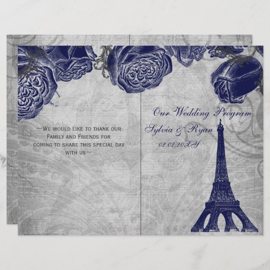 Hochzeitsprogramm für die Silbermedaille (Vorne/Hinten)