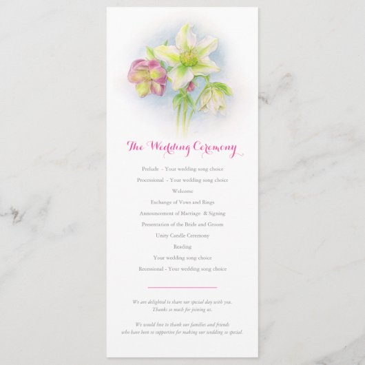 Hochzeitsprogramm für die Wasserfarbenfeder Programm (Rückseite)