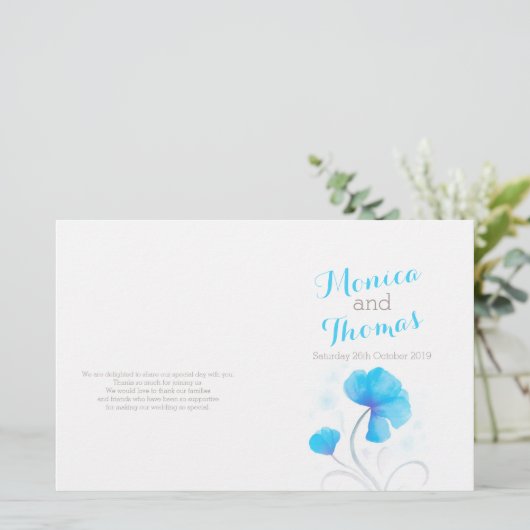 Hochzeitsprogramm für die Wildblume Watercolor (Stehend Vorderseite)