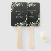 Hochzeitsprogramm für dunkelgrüne Blätter für mode Fächer (Vorne und Hinten)