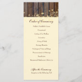 Hochzeitsprogramm für dunkle Holzcreme-Blätter Programm (Rückseite)