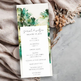 Hochzeitsprogramm für dusky Green Tropical Palm Tr Einladung