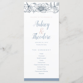 Hochzeitsprogramm für Dusty Blue & Blush-Blume Programm