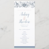 Hochzeitsprogramm für Dusty Blue & Blush-Blume Programm (Vorderseite)