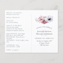 Hochzeitsprogramm für Dusty Blue Coral Floral